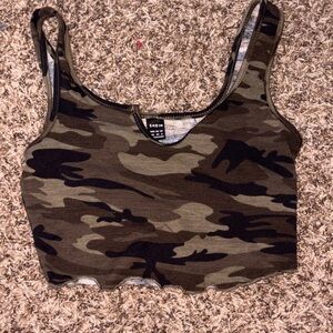 SHEIN Army Green Camouflage Crop Top